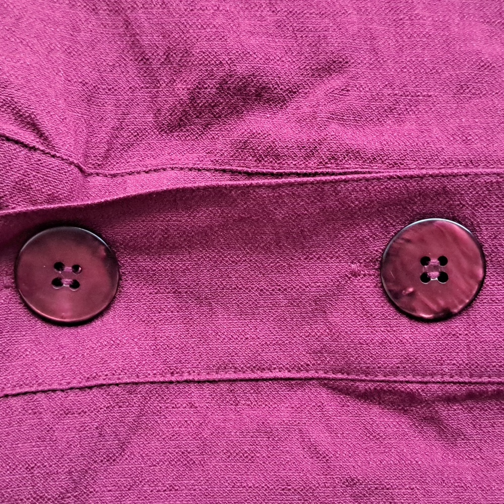 John Mark Solid Woven Wire Collar 3/4 Batwing Sleeve Button Front Tunic - Picture 3 of 7